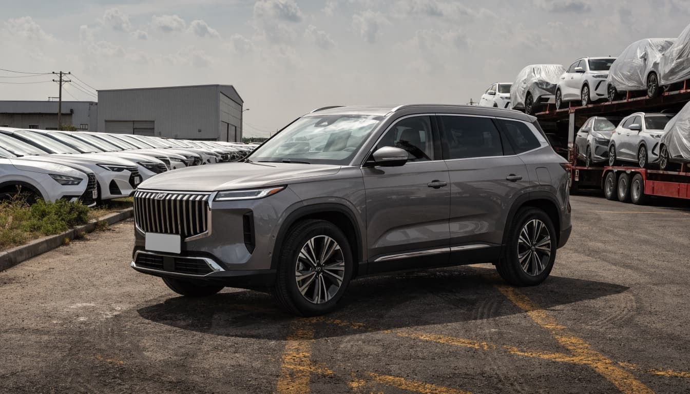 Geely Monjaro 2024 на площадке в Китае перед отправкой
